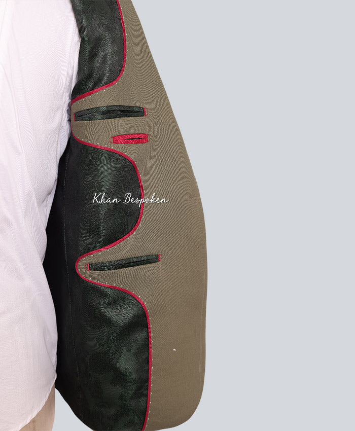 Men's Customized Green Multi Floral Embroidered 2 Piece Country Western Cowboy Wedding Suits Country Style Outfits Cocktail Festive Attire